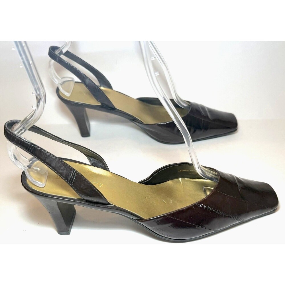 Liz Claiborne Arlyn Burgundy Leather Square Toe Slingback Block Heels 8M